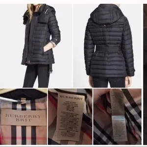 Burberry Brit★素敵！Black down hooded Coat Burberry Brit Black Nylon Down Hooded Coat Size XS | Yoogi's